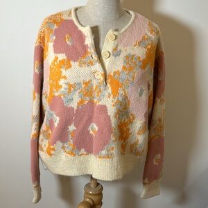 Zara Abstract Floral Pullover Sweater